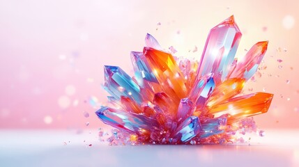 Naklejka premium Vibrant crystal cluster bursts forth in a radiant display