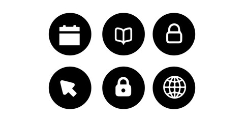 black and white icon web set