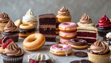 Set of different sweets and dessert items