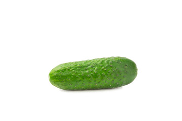 Cucumber isolated on white background. Slice of cucumber on white background. Fresh organic green cucumbers. Vegan. Ingredient for salad. Farm vegetables.