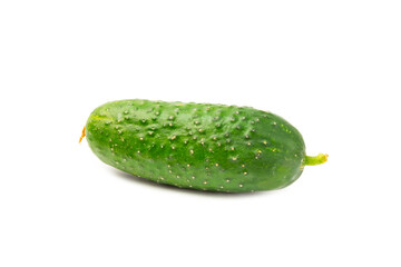 Cucumber isolated on white background. Slice of cucumber on white background. Fresh organic green cucumbers. Vegan. Ingredient for salad. Farm vegetables.