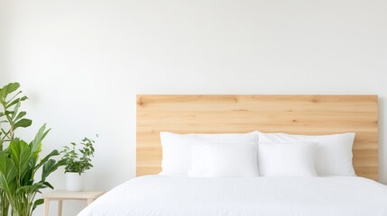 Minimalist Bedroom with Wooden Headboard