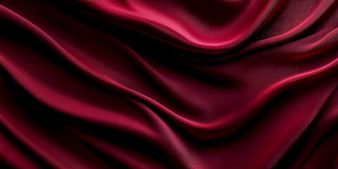 Obraz premium Elegant abstract background featuring smooth maroon fabric-like waves and folds, ideal for luxurious and sophisticated designs.