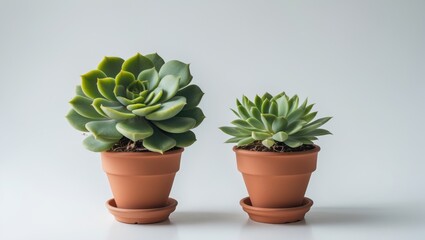 Fototapeta premium Ghost cactus and small succulent arrangement for indoor interior design on white background