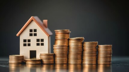 Mini House and Stacked Coins Investment Concept, Real Estate , Finance