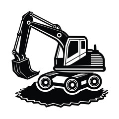 a excavator illustration background vector art silhouette