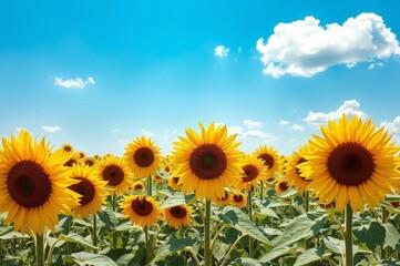 Sunflower Field Under Blue Sky
