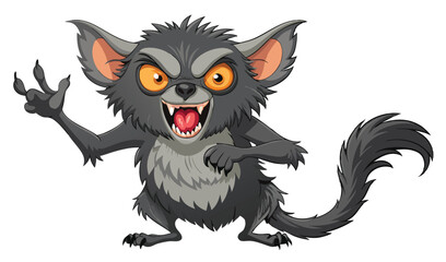 Obraz premium Aye Aye Reared Up with Long Middle Finger Extended