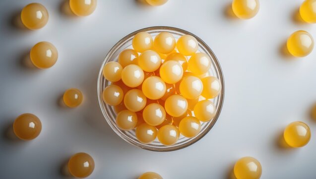 Ingredients for bubble milk tea: tapioca balls and jelly balls
