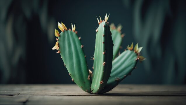 Macro shot of Christmas cactus leaf, an ornamental plant for homes