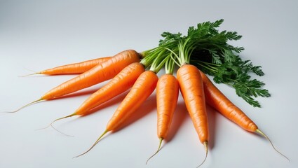 Isolated White Background with Fresh Carrots