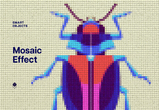 Color Mosaic Template Effect Mockup