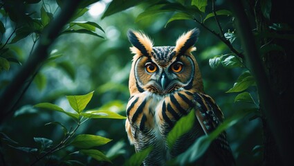 Long-eared Owl, a forest hunter bird residing close to communities
