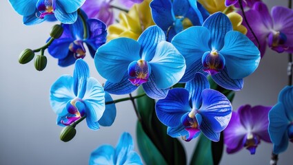 Beautiful floral blue orchids showcasing floral decor and bloom details