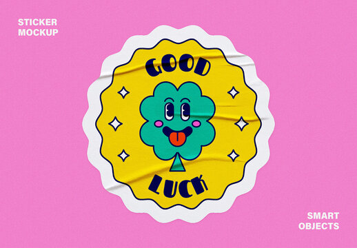 Crumpled Sticker Mockup