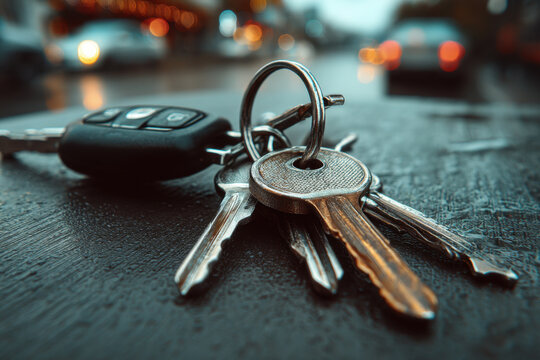 Keys on table.