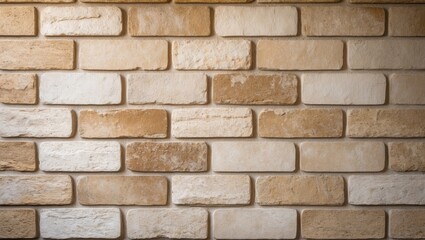 Obraz premium Old-fashioned cream and white brick wall surface with stonework flooring and rustic design
