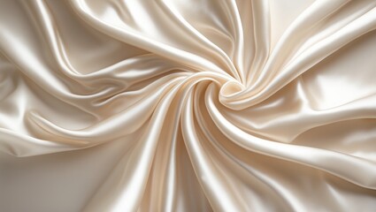 Abstract silk texture in white beige pearl wave style. Horizontal background with available copy space.