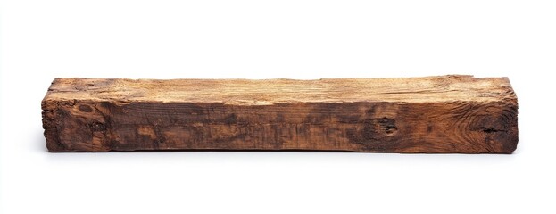 Aged Wooden Beam Against White Background