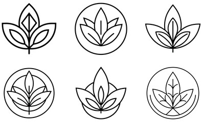 Abstract Line Art Leaf Designs for Branding or Logos