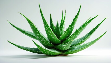 Fototapeta premium Isolated green aloe vera leaf with natural background