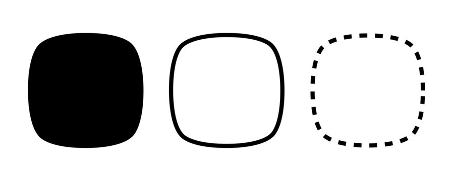 set of Unique bloated square shape vector, Rounded corner bloated square design	with transparent background png