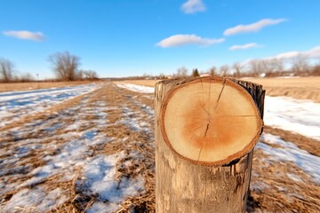 Winter Countryside Fence Post