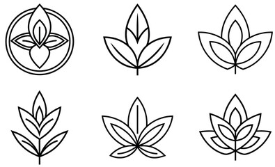 Abstract Line Art Leaf Designs for Branding or Logos