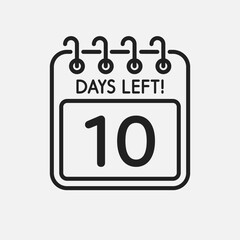 Countdown daily page calendar icon - 10 days left