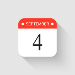 Vector icon page day calendar - 4 September month