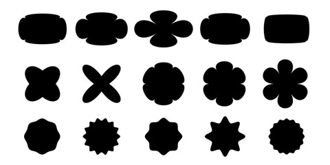 Collection of Abstract Black Shape Silhouettes for Logo, Badge, and Label Design set