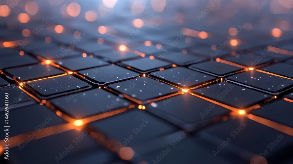Aufkleber black and orange grid of squares with a bright orange glow. the squares are all different sizes and 