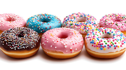 A colorful donuts on a white background