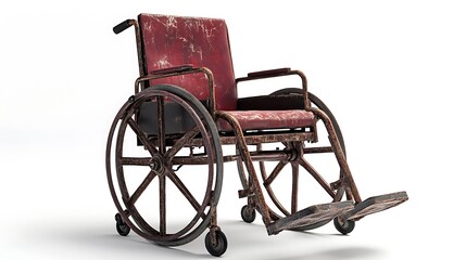 Rusty Old Wheelchair Isolated.