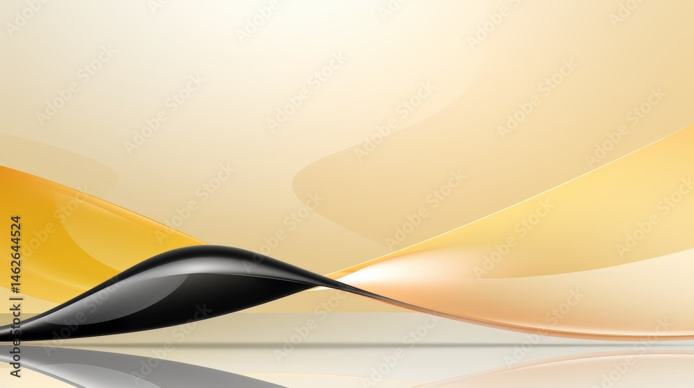 Poster black and yellow wave with a white background. the wave is curved and has a lot of detail