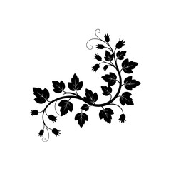 Elegant floral silhouette: A beautiful black floral silhouette swirls gracefully, showcasing delicate leaves and blossoms.