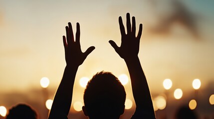 youth worship event, contemporary pentecost youth worship featuring raised hands, red lighting, and stylized fire graphics depicting the holy spirit
