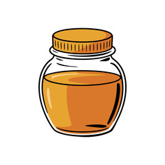 Jar of Golden Nectar: A transparent jar holds a vibrant golden liquid, sealed with a matching lid. Perfect for showcasing the essence of nature's sweetness.