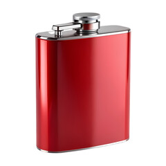Red Metal Hip Flask Stainless Steel Liquor Flask for Travel isolated on transparent background