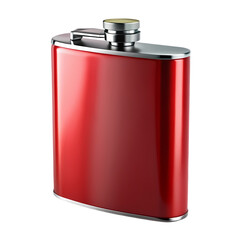 Red Stainless Steel Hip Flask Premium Liquor Flask for Travel isolated on transparent background
