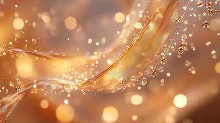 Twisting golden ribbons with sparkly particle effects for abstract glamorous visual design picture