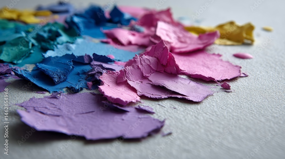 Poster a close-up shows vibrant paint splatters in diagonal layers, providing rich textures and colors agai