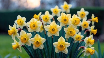 Daffodil or jonquil featuring yellow petals and central corona