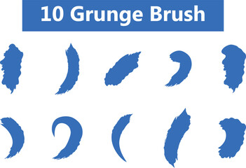 Set of grunge blue paint, ink brush strokes. brush collection isolated on white background.