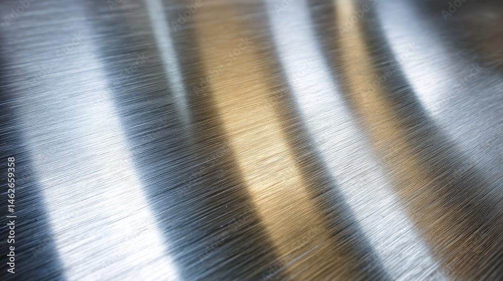 Poster Brushed silver surface showcases subtle geometric etchings and soft light reflections, creating a sleek texture, ideal for design contexts and product displays
