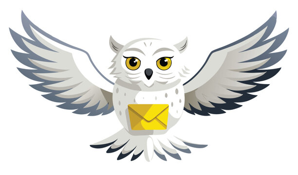 Hedwig the Snowy Owl with Wings Spread Wide