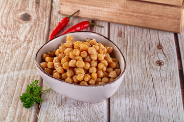 Boiled chickpea beans in the bowl