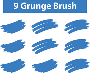 Set of grunge blue paint, ink brush strokes. brush collection isolated on white background.