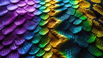 Obraz premium Background featuring rainbow-colored snakeskin texture and pattern