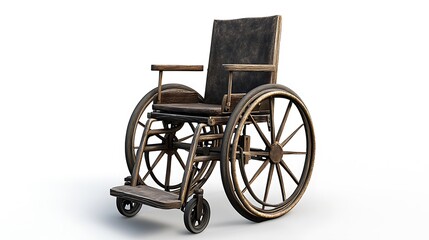 Fototapeta premium Antique Wooden Wheelchair with Isolated.